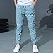 Boys Cargo Joggers Pants Fashion Straight Leg Pant Jogging Teenage Sweatpants Stretchy Pull On Trousers with Pockets Light Blue