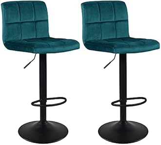 DUHOMELarge Size Bar Chairs Set of 2,Adjustable Barstools Seat Made of Velvet Suitable for Restaurants Kitchens Living Rooms Diningroom Entertainment Rooms Offices Cafes Atrovirens