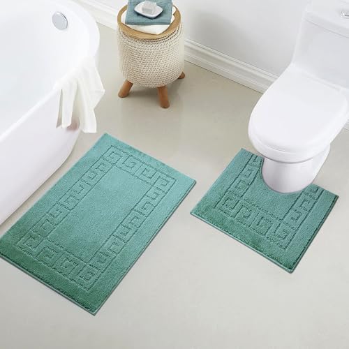 "Paradise Products Badematten-Set im neuen griechischen Teppich-Stil, 2-teilige rutschfeste Badezimmermatten (grün) – Bild 3