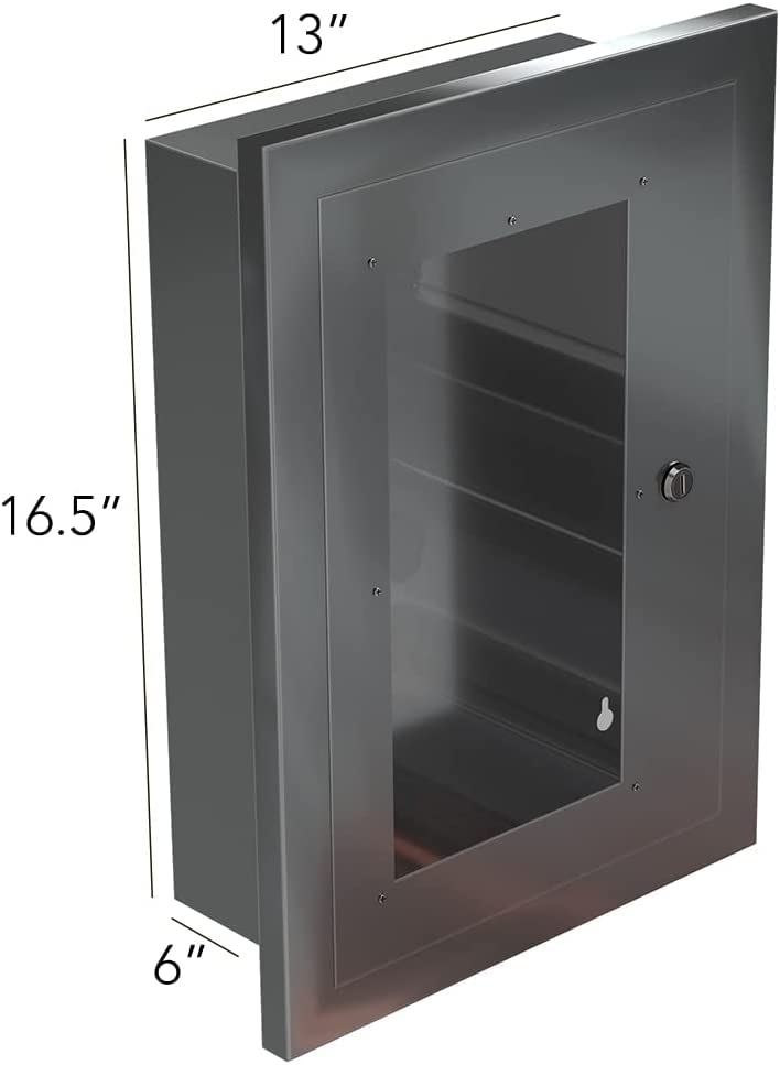 Aluminum Fire Escape Ladder Storage Cabinet – Universal Wall-Mounted Access Box For 2-Story Ladders, Extinguishers & Safety Gear (16.5 X 13 X 6 Inch)