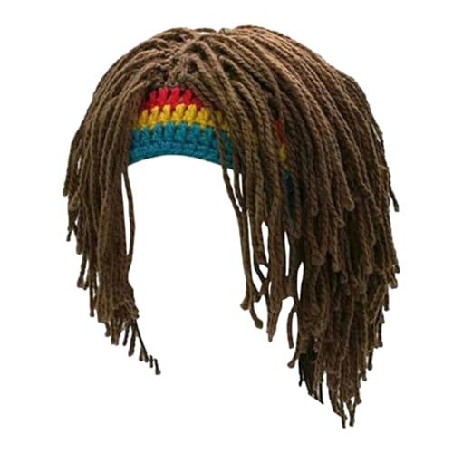 IAZE Estilo de Pelo Reggae - Gorro de Punto con Trenzas | 58 cm Gorros de Punto para Barba para Hombre | Gorro Rasta | Gorros Divertidos | Gorros de Dibujos Animados | Gorro Divertido