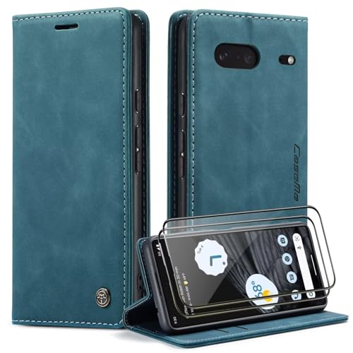 Coque Google Pixel 7 anti-rayures étui cuir bleu pour éviter de briser l'écran