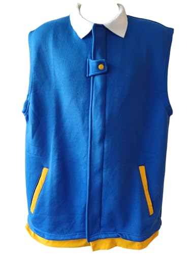 My Party Shirt Ash Ketchum Vest Adult Costume Original Trainer Halloween Blue Cotton Fleece Sleeveless Jacket TV Cosplay Gift2