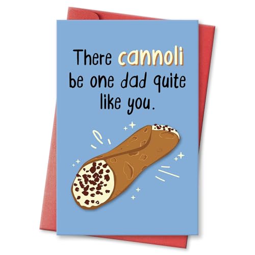 hvdler Cannoli Pun Father's Day Card, Funny Birthday Card for Dad Husband, There Can Only Be One Dad Quite Like You