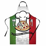 PBAHAUP pizzabäcker kostüm Küchenschürze herren, Lustige Kochschürze mit Italienischer Flagge, Lange Grillschürze für Männer, Backzubehör für Hobbybäcker, 1 Stück