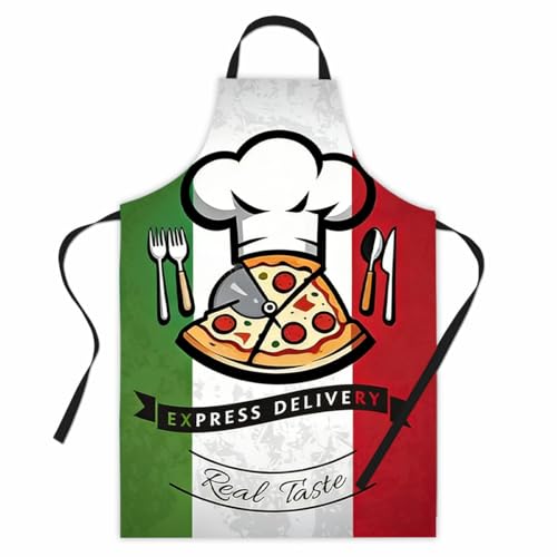 PBAHAUP Tablier de Cuisine Homme, Tablier Humoristique Italien pour Cuisinier, Tablier de Cuisine pour Homme avec Design Pizza, Tablier Barbecue Homme...