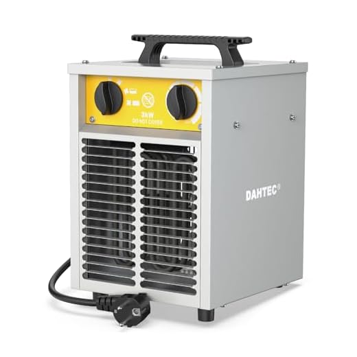 DAHTEC Calefactor Eléctrico 3000W Potenciado - Calentador Portátiles Industriales - Termostato y Protección contra Sobrecalentamiento - Apto para Construcción, Garaje e Invernadero