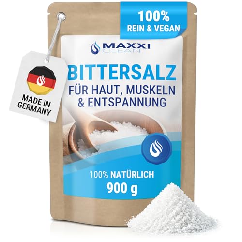 Maxxi Clean | 1x 900 g hochreines Bittersalz | Badesalz für Wellness & Körperpeeling | Epsom Salt Made in Germany | pure Entspannung für Muskeln Haut und Seele | Magnesium geeignet zur Gartenpflege