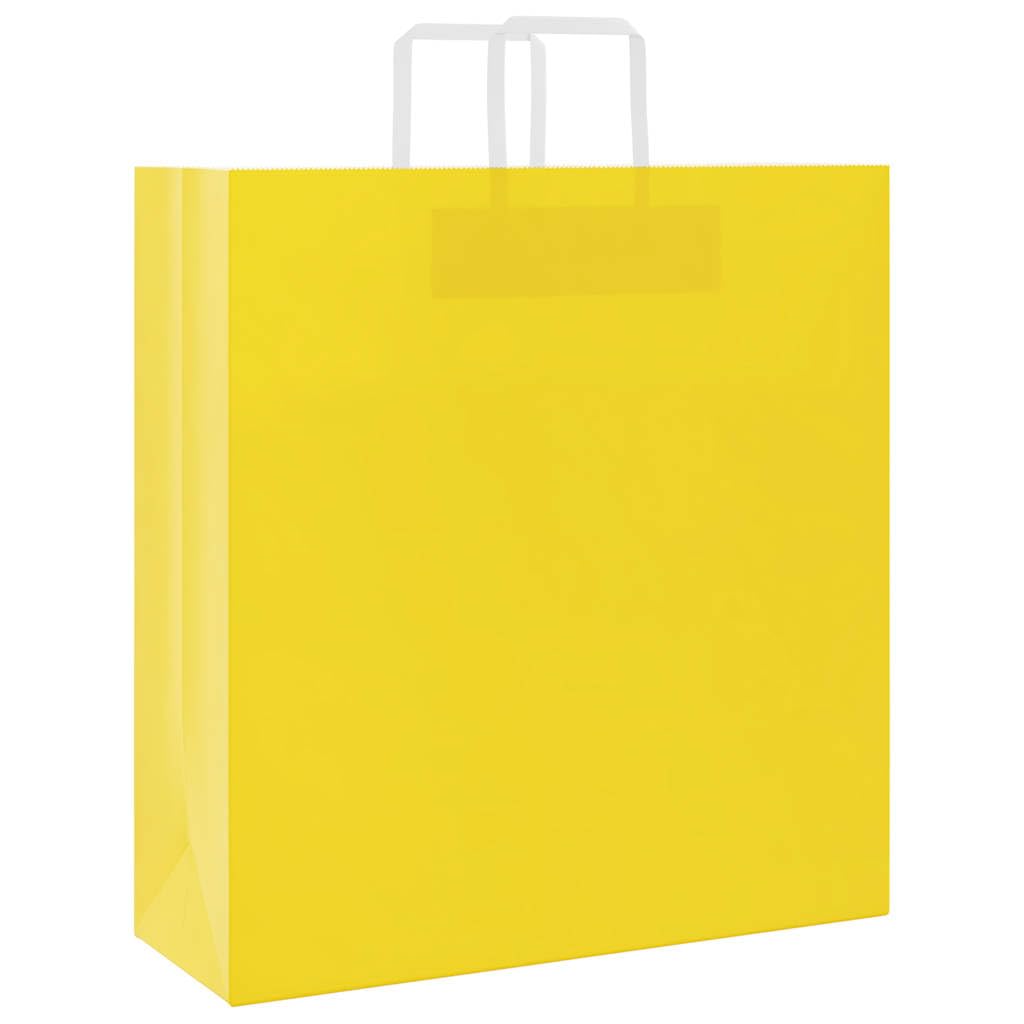 vidaXL Sacs en papier 50 pcs avec poignées jaune 45x17x48 cm, sac en papier, sac cadeau en papier, sac cadeau en papier, sac