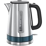 Russell Hobbs kettle [1.7l, 3000W, stainless steel] distinctions ocean blue(Push-to-open lid, 360° base with cord storage, Perfect pour spout,removable Anti-scale filter, water level indicator) 24282