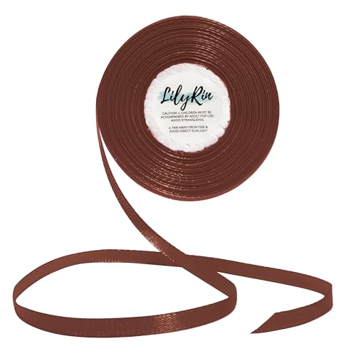 Image of Friar Brown Ribbon 1 /4 Inches 36 Yards Satin Roll Perfect for Scrapbooking, Art, Wedding, Wreath, Baby Shower, Packing Birthday, Wrapping Christmas Projects