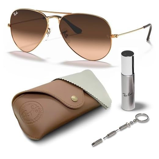 Ray-Ban Óculos de sol RB3025 AVIATOR GRADIENT em forma de piloto para homens e mulheres com kit oficial RAYBAN Eyewear, Armação marrom claro polido | Lente rosa/marrom, 58 mm