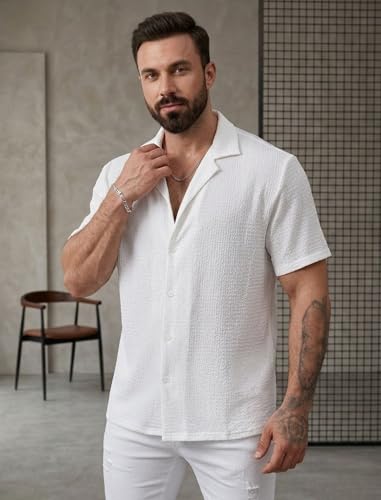 Image of MiraMichi Men's Regular Fit Cotton Blend Shirts | Half Sleeve Solid Pattern | Casual Wear for Everyday Style