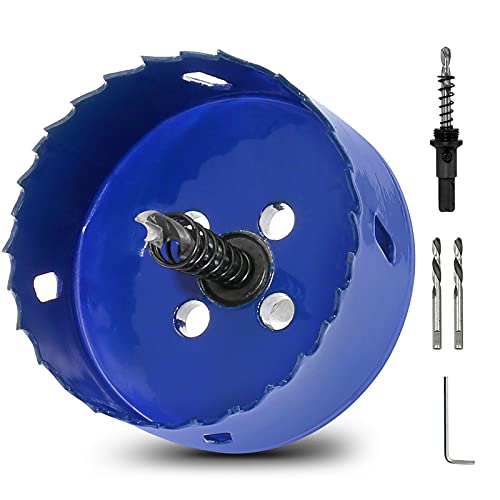 Image of Luomorgo 2-7 /8 inch 73mm Hole Saw | 1 1 /4 inch Cutting Depth, HSS Bi-Metal, Hex Shank Drill Bit Adapter, For Wood Cornhole Boards Plastic Drywall Fiberboard