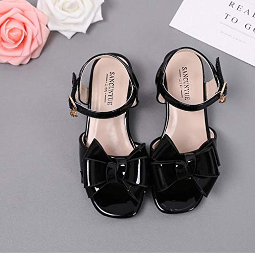 Toddler Little Kid Girl's Wedding Sandals Open Toe Low Heel School Party Princess Dress Shoes with Front Bow3