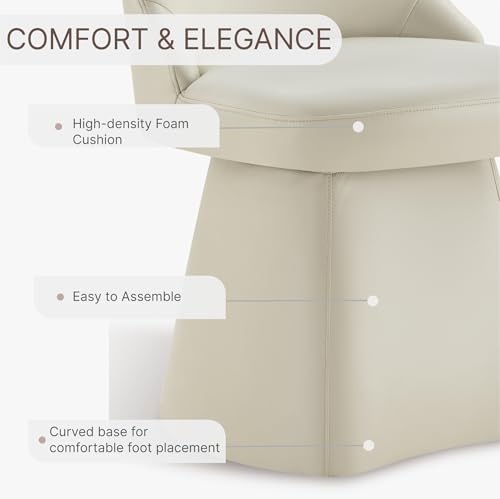 Image of KISLOT Swivel Dining Chairs Set of 2, Upholstered Mid Century Modern Deskchair with High Back, Faux Leather Kitchen Chairs for Dining Room, Bedroom, Dressing Room, Cream