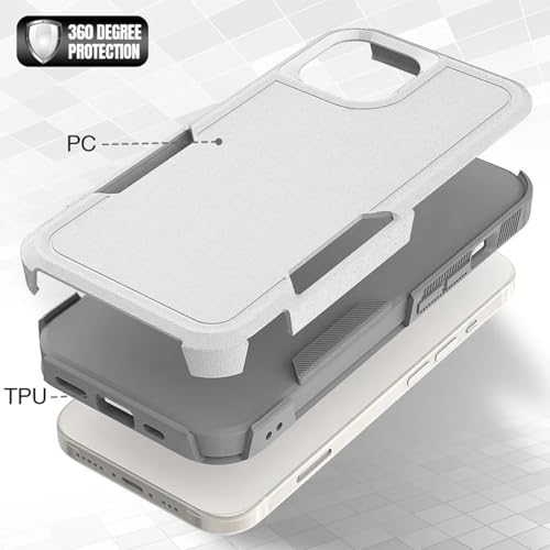Image of KARWAN Shockproof Back Case Cover Compatible with iPhone 14 Plus, Heavy Duty Case with 360 Degree Camera Protection, Dual Layer Rugged Bumper Protection Cover with Matte Finish (White)
