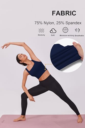 Image of PINSPARK Sports Bra for Women Square Neck Longline Tank Top with Built in Bra