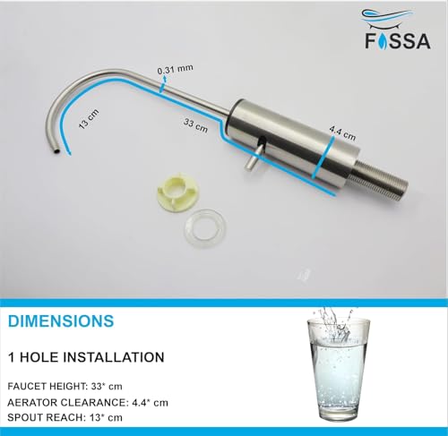 Image of Fossa Opera J Bend RO Tap Kitchen Water Filter Faucet, 100% Lead-Free Drinking Water Faucet Stainless Steel Brushed Nickel Finish Silver