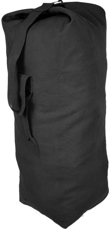 Top Load Heavyweight Cotton Canvas Tactical Military Duffle Bag Carryall Shoulder Storage Bulk Travel Bag, Black - 14