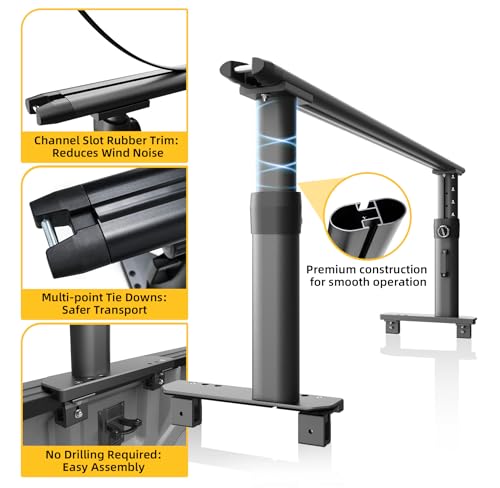 Image of TRUMGETA Ladder Rack for Truck, 800 LBS Capacity Truck Bed Rack, 19 inch-25 inch Height-Adjustable Aluminum Truck Ladder Racks, Fit for Large-Size Pickup Ford F150 /Ram 1500 /Chevy Silverado /Sierra No Bed Rails