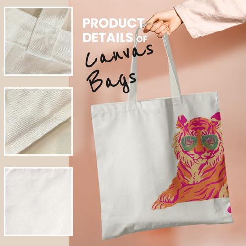 Bolso Tote de lona rosa y naranja miniatura 4