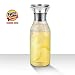 Chefoh Glass Pitcher with EZ Pour Drip-free Stainless Steel/Silicon Lid and 16” Bottle Cleaning Brush (1, 35 Oz)