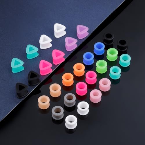 30PCS Ear Gauges Silicone Ear Plugs Stretches Expander Double Flared Plugs and Tunnels Ear Piercing Jewelry4