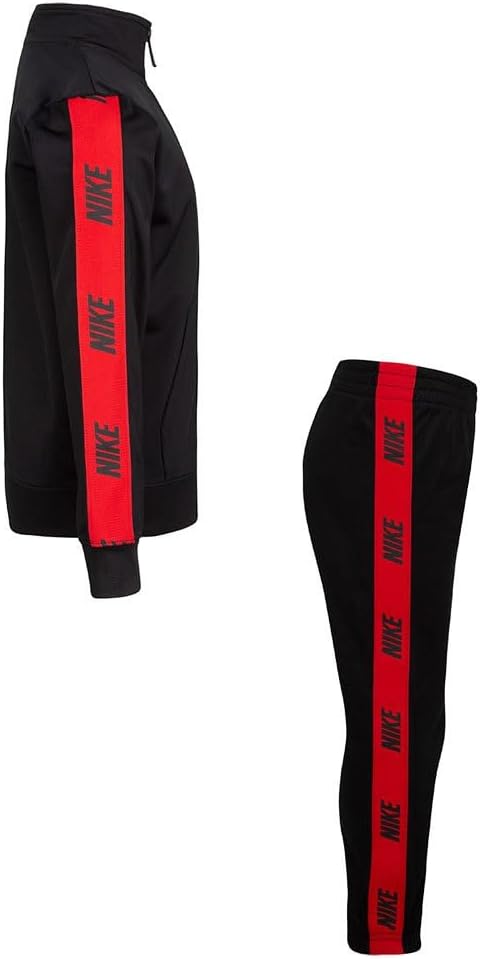 Nike Kids Boy's Logo Taping Jacket and Pants Two-Piece Track Set (Little Kids) (5T, Black)