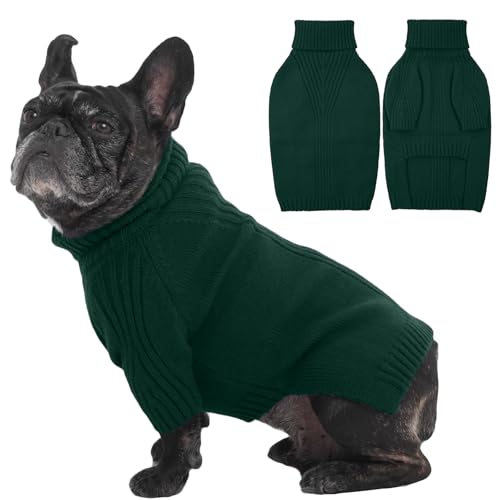 IECOii Dog Sweaters for Medium Dogs Girl Boy,Christmas Knit Doggy Sweatshirt with Sleeve,Turtleneck Thick Warm Dog Sweaters for Winter,Pullover Knitwe