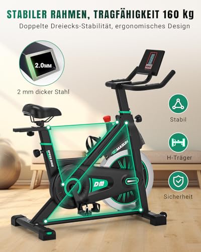 Neu Heimtrainer Fahrrad, DMASUN Hometrainer Fahrrad, Extra Bequemer Sitz & Sitzbezug, Verstellbarer Widerstand, Großer Tablet-Halter, Leises Stabiles Fitnessbike für Zuhause, Bis 160kg Belastbar – Bild 4