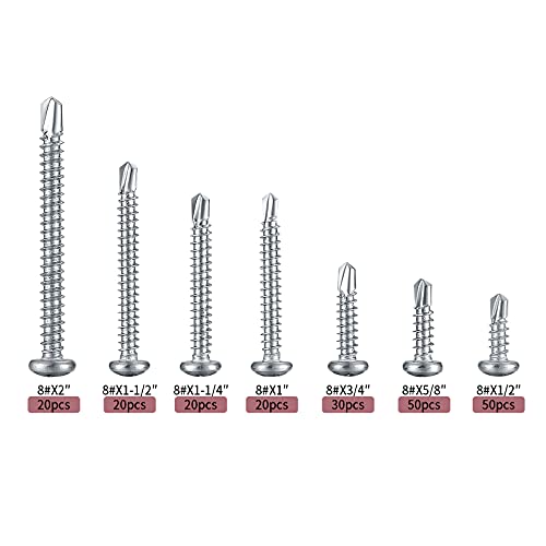 M4.2 Selbstschneidende Schrauben, 410 Edelstahl Selbstbohrende Schrauben, Runde Kreuzkopf Flachkopf Holzschrauben für… – Bild 3