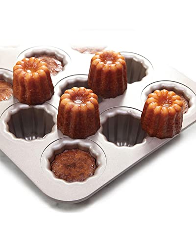 iToids 9 Cups Canele Mold Cake Pan, Canele Pan Non-Stick Baking Pan for Oven Carbon Steel Caneles molds Bakeware Tools Canele French Pastry Molds Muffin Muffin Cupcake Pan (9-Cavity)