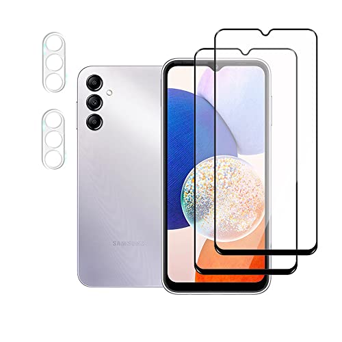 QINOUK para Samsung Galaxy M54 [2+2 Pack] Film de Protección, [2 Pack] Protector de Pantalla HD, [2 Pack] HD Claro Vidrio Templado Película de Lente, [Antirayaduras]