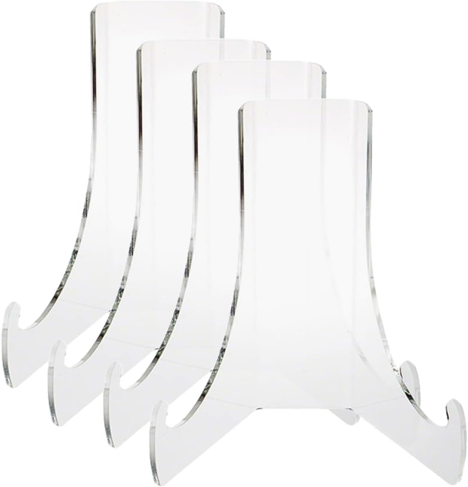Amosfun Clear Acrylic Display Stand Easel for Photos Plates Decor 2.95 x 2.55 x 2.24 Inch – Stable Non-Slip for Wedding Tables Home Shelves – for Living Room Bedroom Event Styling