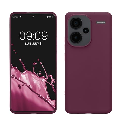 kwmobile Funda para Xiaomi Redmi Note 13 Pro+ 5G / Redmi Note 13 Pro Plus 5G Carcasa - Ultrafina de TPU y Silicona con Bordes elevados anticaídas - Violeta Burdeos