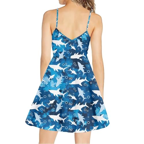 Image of Biyejit Women Casual Loose Dress Strap Long Summer Beach Swing Dress