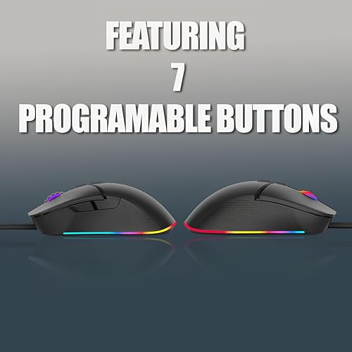 Image of Electro Wolf Fire Wired Gaming Mouse with Customizable 6 RGB Lighting Mode, 7 Programmable Buttons, Gaming Grade Sensor, 6400 dpi Tracking, Driver Customization for PC (Fire)