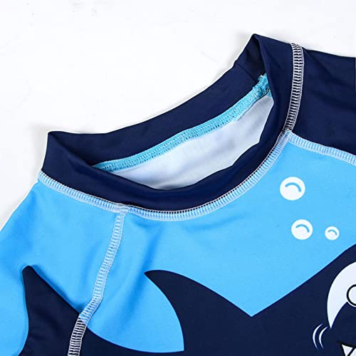 Baby Boys Cartoon Shark Two Pieces Swimsuit Bathing Suits Little Kids Swimwear Rashguard T-Shirt+Boyshort With Hat Cover Up (White, 2-3 Years Old) #TOP3