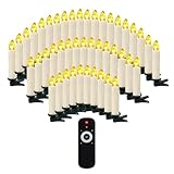 OZAVO Led Christmas Tree Candles with Remote 20 pcs Wireless Flameless Flickering Clip-on Taper Candle Light for New Year Wedding Birthday Party - Image 1