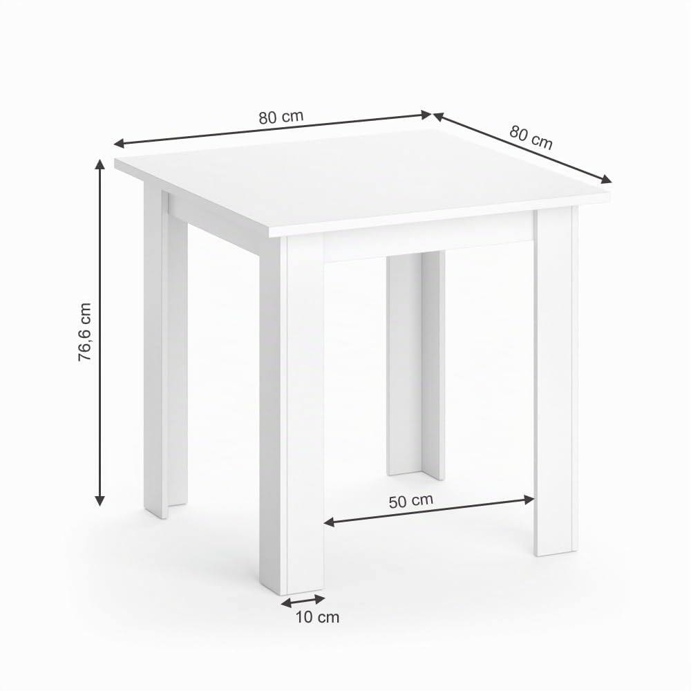 Vicco Mesa de Comedor Karlos, Blanco, 80 x 80 cm | apto para 2–4 personas para uso en el comedor
