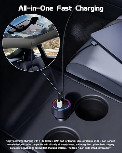 Adaptador Starlink Mini de coche de 12V-24V con puertos tipo C USB y cable de 3m 6