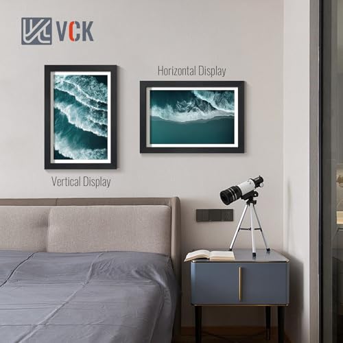 Image of VCK 12x18 Frames - Black, Wide Border Solid Wood Poster Frame, Display Pictures in Horizontal and Vertical, for Home, Office, Gallery, Woodgrain Series, Wall Hanging, 2 Pack