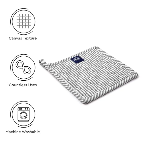 Image of Encasa XO Oven Microwave Pot Holders Trivets 21 cm (2 pc) for Kitchen Cooking & Baking - Heat Resistant, Thick & Safe, Protection of Hands from Hot Utensils, Grill, BBQ - Ticking Black