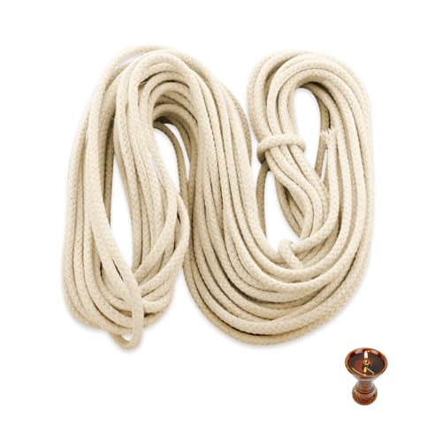 YZROHYI Mecha para Lampara Aceite 10m X 3mm,Mecha Vela Aceite,Mecha Quinque Redonda,Mecha de Algodón Trenzada,Mechas de Repuesto,Mechas para Antorchas,Mecha Fibra de Vidrio,Mechas Estufa Parafina