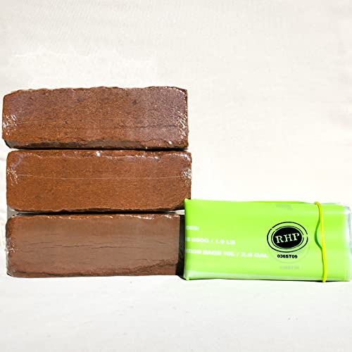 Coco Coir Bricks 5.5 Lbs Pack 3 Coco Bricks Rhp Cert Ph Balance Buffered Washed Organic Coconut Fiber Soil Compressed Coco Peat Block Indoor Outdoor Plant Flower Vegetable Garden 3 Hydrate/Storage Bag #TOP5