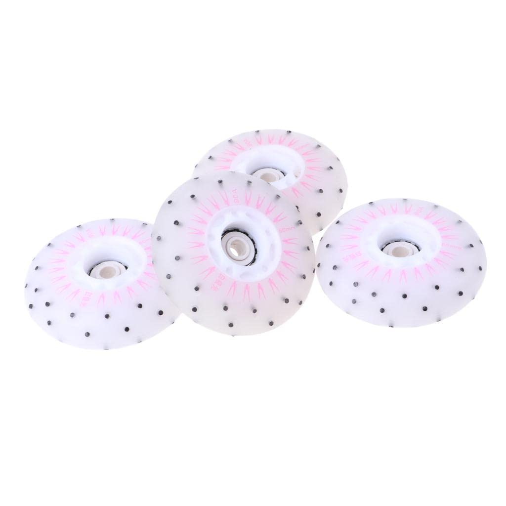4pcs Flash Skating Wheel Roller Skates | PU Material | Up | Multicolor s | 72-80mm Sizes | Outdoor & Indoor Use | Skater's Dream - Pink, 80mm