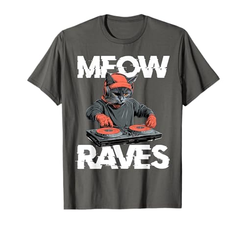 Meow Raves DJ Cat with Turntable Techno EDM Festival T�V���c