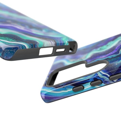 Coque rigide Samsung S25 Ultra brillante抗刮 motif géode bleu - 3