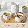 MALACASA Ramekins 8 oz Oven Safe, Porcelain Creme Brulee Ramekins Pudding Custard Cups Ceramic Souffle Dishes Ramakan Ramiken Ramicans Baking Bowls Set of 6, White, Series RAMEKIN-DISH #2